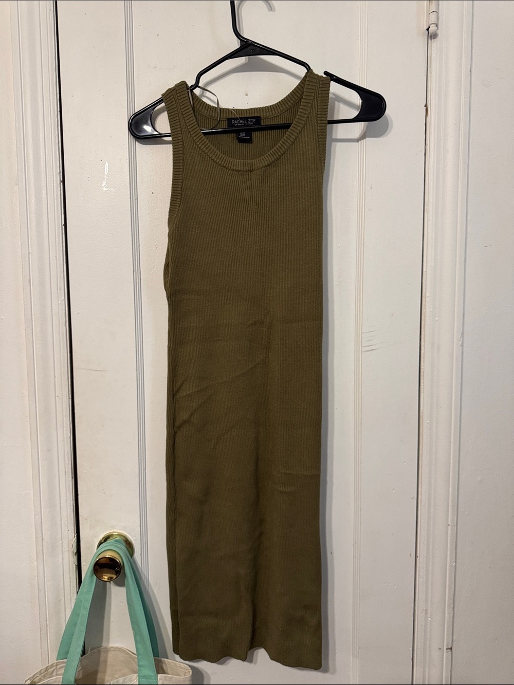 Rachel Zoe Olive Ribbed Knit Crewneck Dress